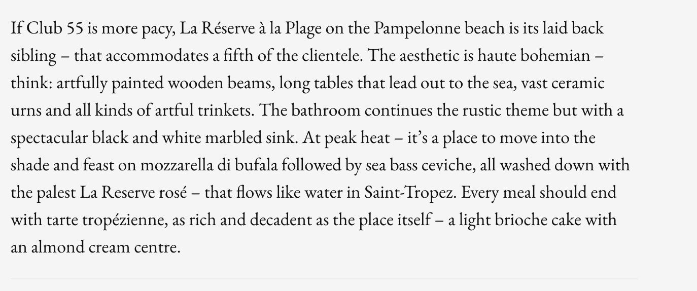 From a recent feature on La Réserve in Tatler